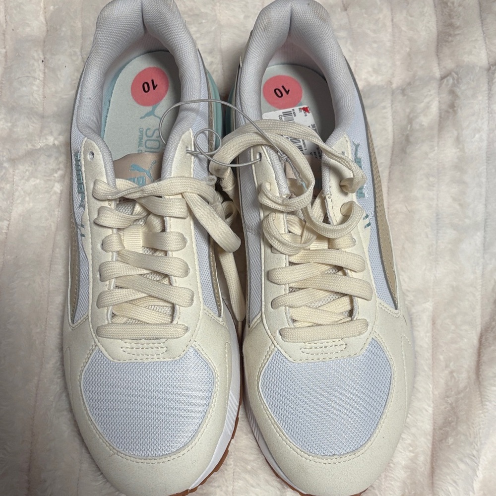 White and Cream Athletic Shoes